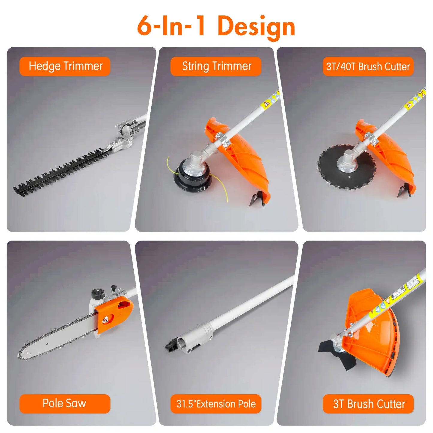 Transform Your Lawn Care with the NEOTEC 5-in-1 Multi-Functional Trimming Tool Set - String Trimmer, Hedge Trimmer, Brush Cutter, Edger, and Pole Saw