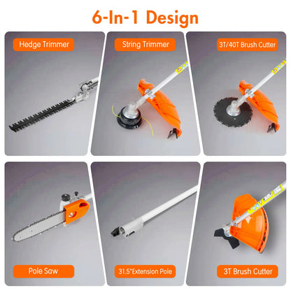 Transform Your Lawn Care with the NEOTEC 5-in-1 Multi-Functional Trimming Tool Set - String Trimmer, Hedge Trimmer, Brush Cutter, Edger, and Pole Saw