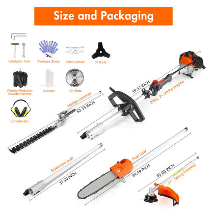 Transform Your Lawn Care with the NEOTEC 5-in-1 Multi-Functional Trimming Tool Set - String Trimmer, Hedge Trimmer, Brush Cutter, Edger, and Pole Saw